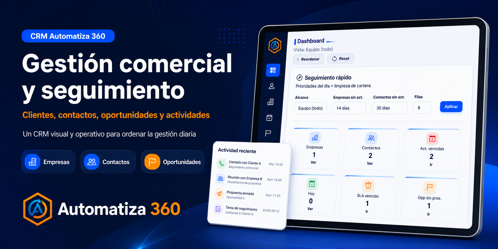 Banner del CRM de Automatiza 360